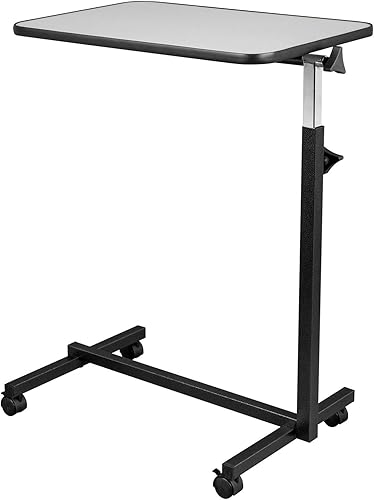 Miniatura 9 de Mesa auxiliar móvil ajustable en altura, mesita de noche portátil con ruedas, bandeja de comida para laptop con parte superior inclinable