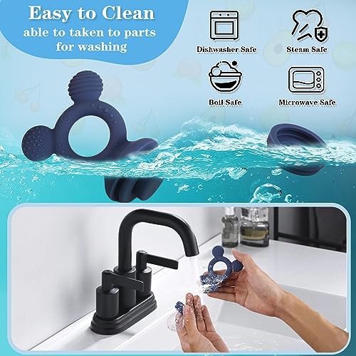 Image of Baby Fruit Feeder, Frozen Teething Toys, Infants Teether Pacifier with 3 Extra Teats, Toddler Eating Essentials, BPA Free Feeding Supplies (Steel Blue)