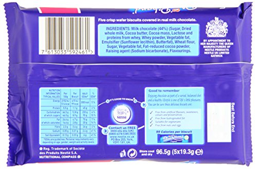 Nestlé Blue Riband Milk Chocolate Biscuit Multipack, 5x19.3 g (Pack of 14)
