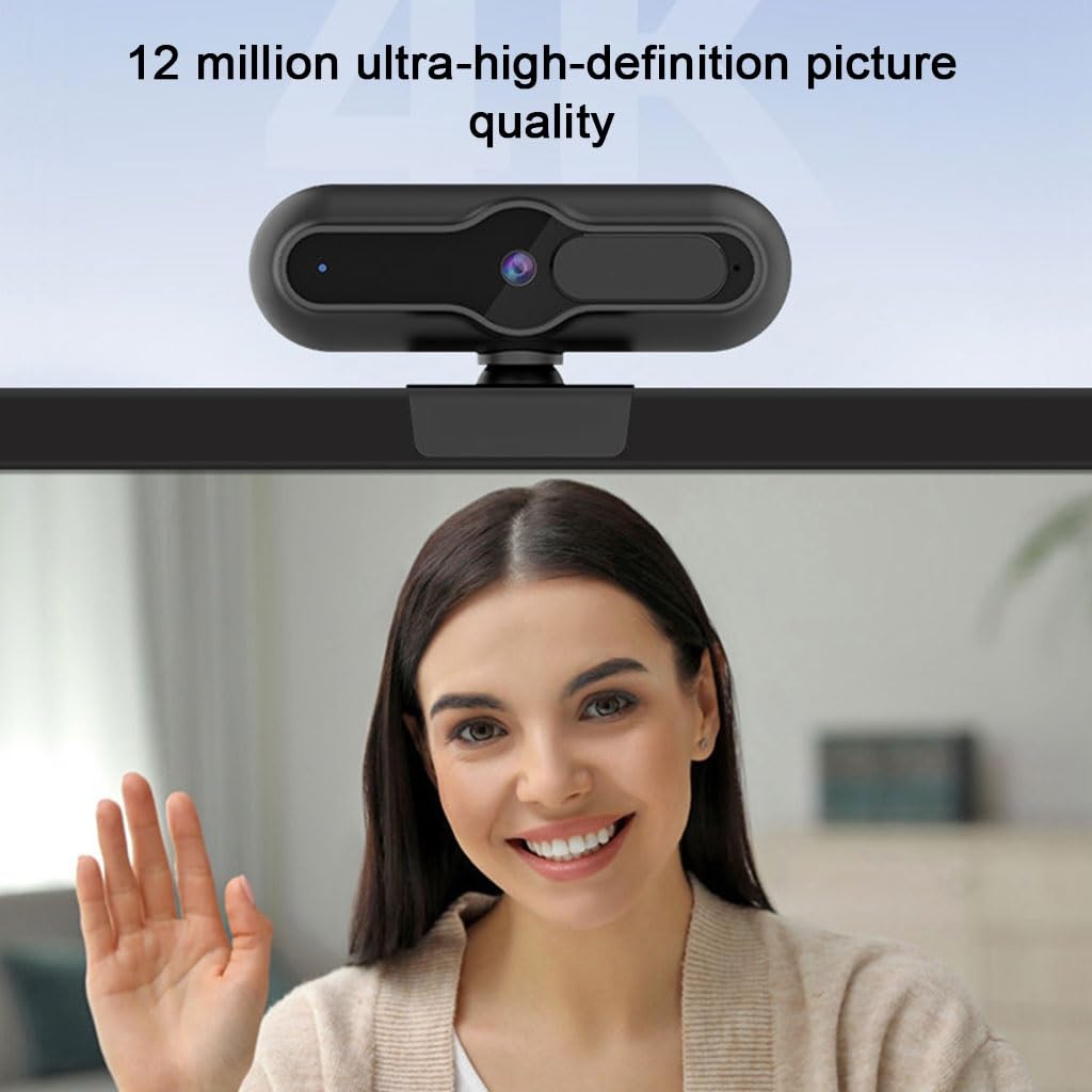 LEIYTFE Cámara De Ordenador USB con Micrófono Y Cubierta De Privacidad, 4K Webcam para La Transmisión, Clase En Línea Webcam para Videoconferencia, Diseño De Enfoque Automático Y Rotación(4K)