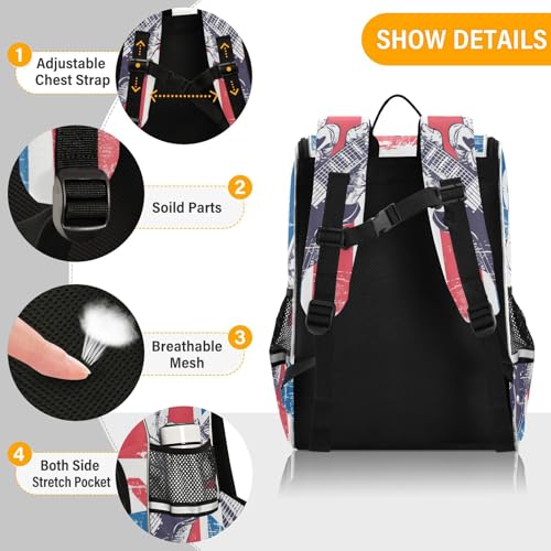 Mochila escolar de bandera británica rock reflectante para viajes de niños y jóvenes 2