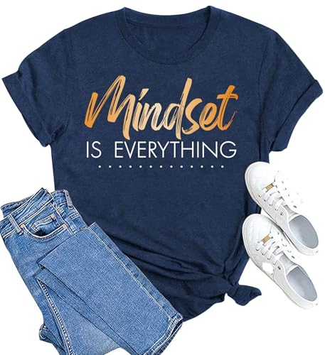 MAIHUN Inspirational Shirt for Women Mindset is Everything Tshirt Positive Kindness Short Sleeve