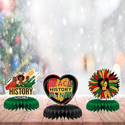Black History Month Decorations Black History Month Centerpiece for Black History Month Table Party Decorations Black History Honeycomb Centerpiece for Black History Month Decoration, 9Pcs