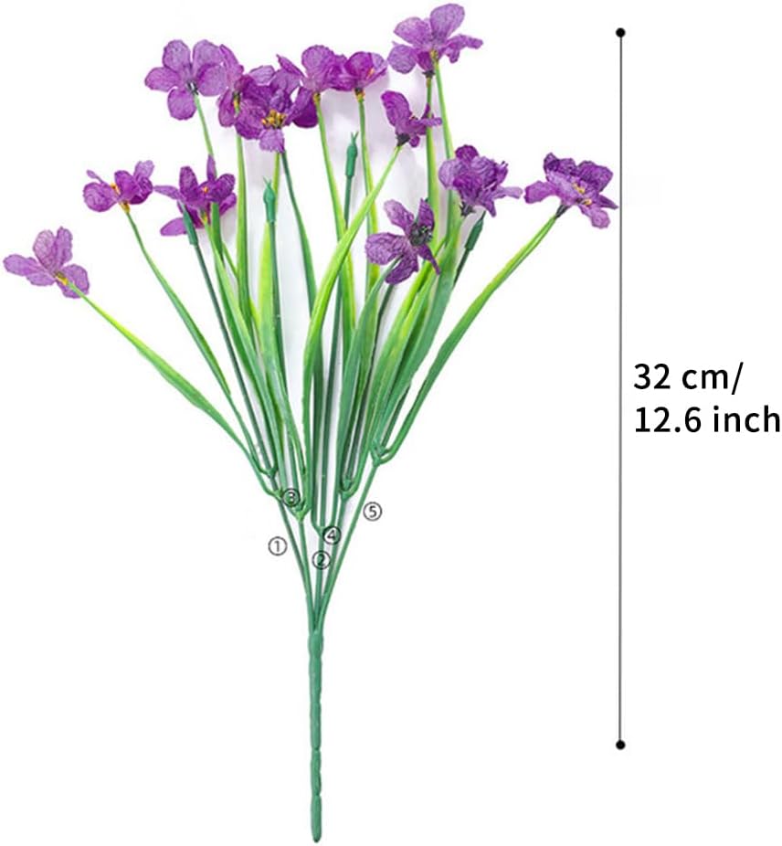 Xiaokeis Artificial Violet Flowers, 6 Bundles Fake Flowers Plant Artificial Violet Flowers Uv Resistant Faux Bouquet Decor for Home, Garden and Wedding(Purple) - Image 2