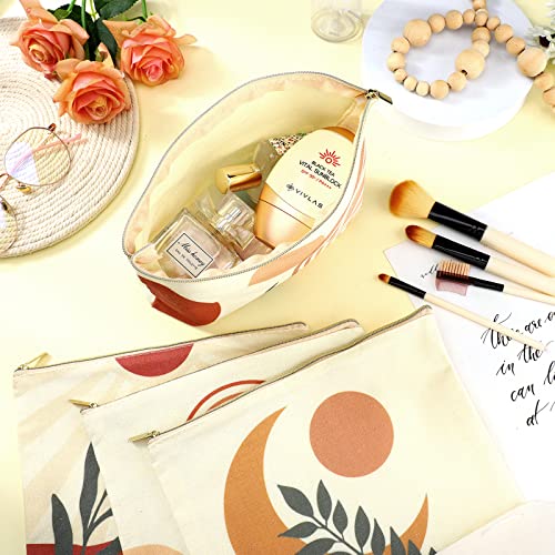 Kajaia 12 Pcs Boho Makeup Bags Bulk for Woman Rainbow Sunshine and Moonlight Makeup Organizer Zipper Canvas Cosmetic Bags Sun Party Favors Toiletry Bag Gift for Women Girls Lover Friend Birthday3