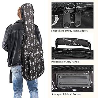 CAHAYA Sac de guitare électrique avec motif de Squelettes Housse de guitare - Les Beatles, Paul McCartney, John Lennon, RIngo Starr, George Harrison CAHAYA Sac de guitare électrique avec motif de Squelettes Housse de guitare – Image 4