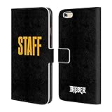Cuero hecho construcción Head Case Designs Licenciado Oficialmente Justin Bieber Personal Tour Merchandising Carcasa de Cuero Tipo Libro Compatible con Apple iPhone 6 Plus/iPhone 6s Plus