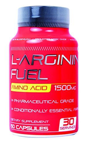L-arginine Fuel - Pure L-Arginine 1,500 mg Nitric Oxide Booster* Pharmaceutical Grade Promotes Nitric Oxide Synthesis Improves Stamina, Muscle Strength, Vascularity & Restores Energy 60 caps Made USA