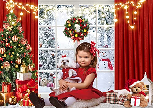 Ltlyh 7X5Ft Christmas Photography Backdrop Winter Christmas Window Decoration Backdrop Christmas Party Decorations Photo Backdrops Xmas Photo Booth Props Background 189 #TOP1