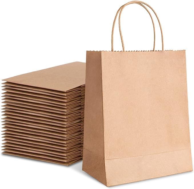 Brown Paper Bags wiith Handles/Recyclable Bags for Shopping/Return Gifts/Goody Bags/Party Bags/Mini Gift Bags (10x5x14_Pack of 25) (B0D2CWM543) Amazon Price History, Amazon Price Tracker