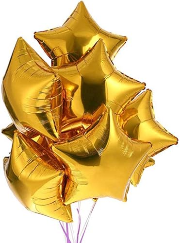 AnnoDeel 20 globos dorados de 18 pulgadas, globos de helio de aluminio en forma de estrella, globos de Mylar para decoración de bodas, cumpleaños,