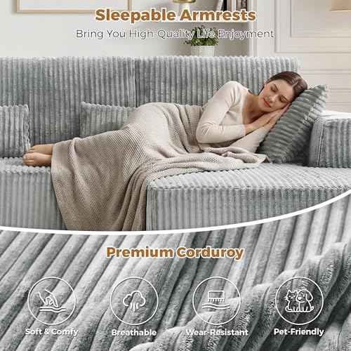 Image of 108 inch Boneless Couch for Living Room, L Shaped Modular Sectional Sofa
