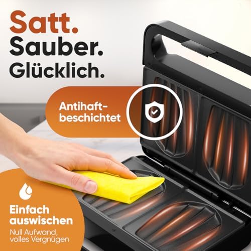 Bild 3 - ProfiCook® Sandwichmaker | muschelförmige Sandwiches mit extra viel Füllung | antihaftbeschichtet | XXL-Toastscheiben | 750 Watt Toaster Sandwichtoaster | Backampel | Sandwich Maker | PC ST 1297
