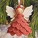 DIY Crochet Angel Ornament Kit, Crochet Craft Kit with Yarn for Beginners, Handmade Angel Christmas Ornament for Tree, Holiday Decoration and Home Party Decor (Pink)