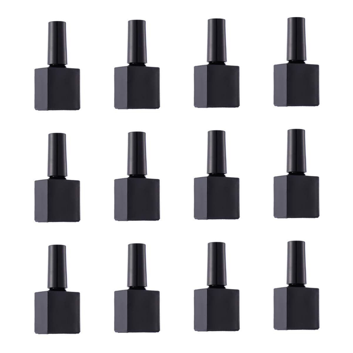 Beaupretty 12PCS Nail Polish Bottles Refillable Empty Nail Polish Glass Bottle with Cap Brush for Travel Salon Home 10ML