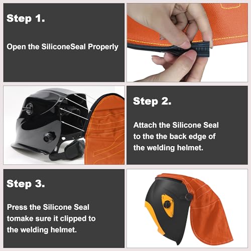 Image of Welding Helmet Cover, Flame Retardant Neck Shield with Press Fit Seal, Anti-Glare Heat Resistant Protective Sleeve Compatible with Most Standard Welding Helmets