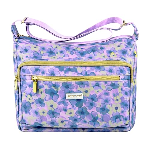 Image of Storite Women's Printed Crossbody Sling Bag | Multi Pocket Lightweight Shoulder Bag | Adjustable Strap Travel Messenger Bag | Boho Design Casual Everyday Purse