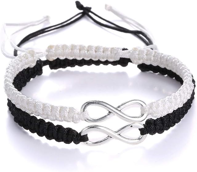 AidShunn Bracelets infinity Braided Handcrafted Adjustable Braided for Men Women Friendship Family Couple 2Pcs