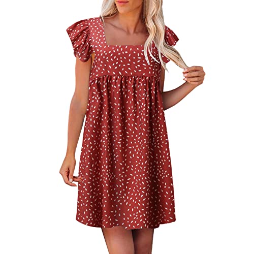 MRAFDGFB Vestidos de verão para mulheres 2022 vestido de verão feminino elegante gola bolso puffles