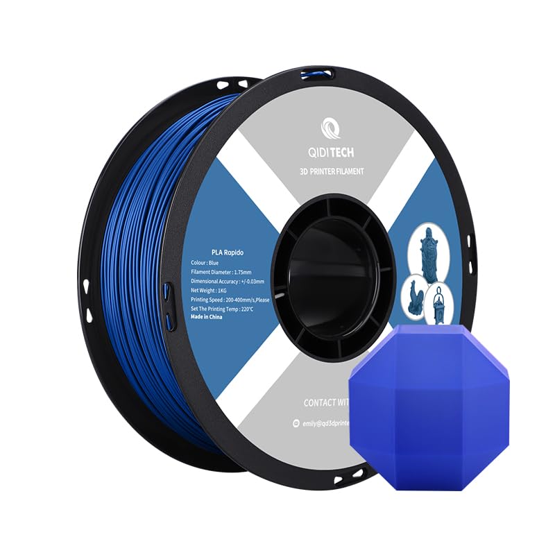R QIDI TECHNOLOGY PLA Filament 1.75mm, 3D Printer Filament PLA Rapido, Suitable for High Speed Printing, 3D Printing Filament Fit Most FDM 3D Printers