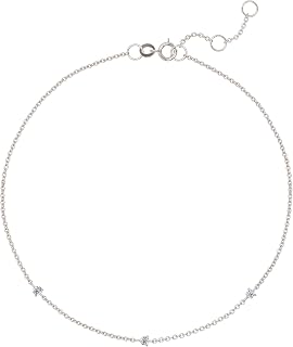 585 Echtgold 14K Massivgold Zartes Diamant-Station Armband – Filigran, Minimalistisches Design – Mit VS2+ Klarheit Diamanten – Handgefertigtes Geschenk für Frauen