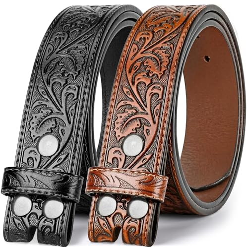 Image of BELTROAD Western Leather Belt Strap for Men Women 2 Pcs Cowboy Cowgirl Belt | 1.5 inch Men's Western Belt without Buckle Embossed Cowboy Leather Belts for Jeans Rodeo Country Party Halloween Belt Men Gifts