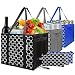 Washable Reusable Grocery Bags Heavy Duty Shopping Bags with Zip Coin Purse,Collapsible Shopping Box Bags,Reinforced Nylon Handles PVC Flat Bottom,Set of 3 Foldable Trolley Bags