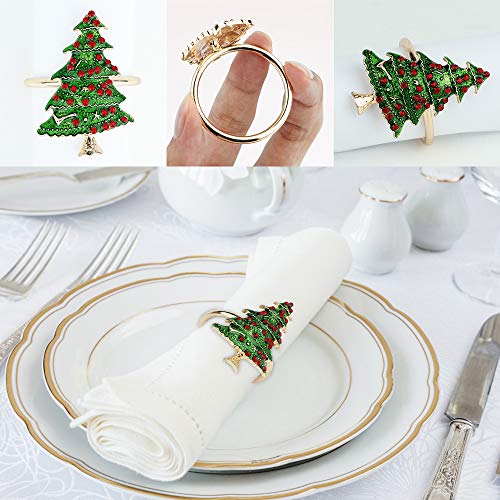 Image of WOVTE Christmas Napkin Rings 6pcs Napkin Holders Christmas Party Banquet Dinner Table Decoration