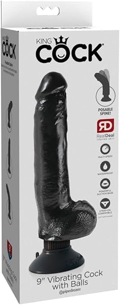 King Cock Rey Vibrador Realista Gallo 9 Vibrante del Martillo con Bolas Negras - 1 Unidad