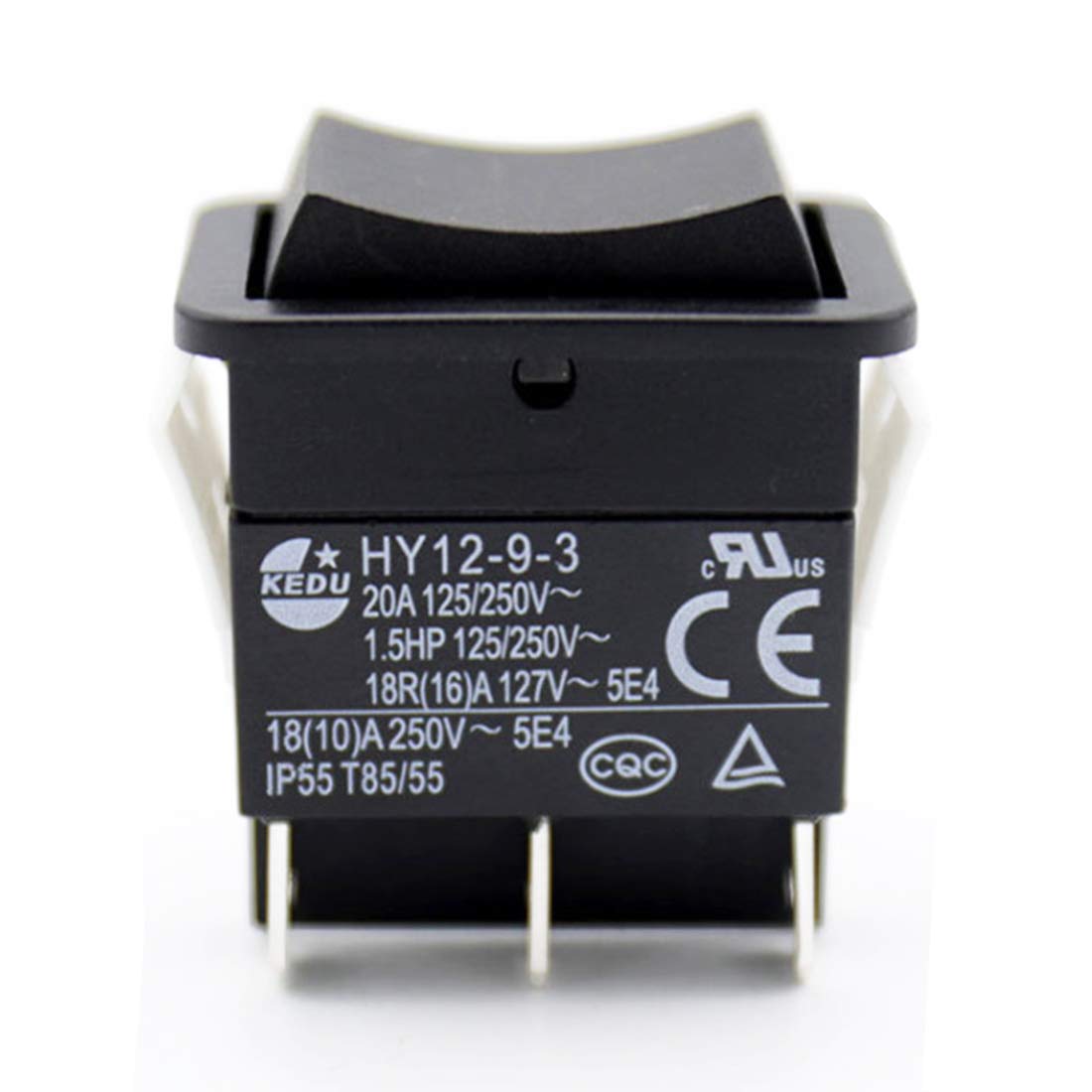 Interruptores de botón eléctricos industriales interruptor basculante de encendido y apagado de gran corriente HY12-9-3 1.5HP 6 pines Tab 20A 125/250V, paquete de 2 Pulsadores interruptor