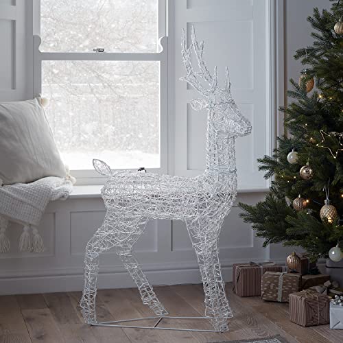 Lights4fun 120cm Swinsty LED Rentier Figur Acryl Weihnachtsfigur Rentier weiß Timer Weihnachtsbeleuchtung Außen und Innen Rentier… – Ansicht 6