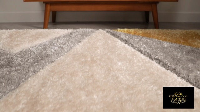 Handmade Rectangular Collection Super Soft Microfiber & Polyester Silk Touch Carpets,Size 5X7 Feet, Color Silverivoryyellow