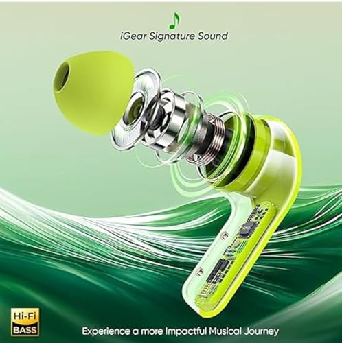 Image of Ultrapods Max True Wireless Earbuds with Bluetooth 5.3 Technology, with Transparent Charging Case, Enhanced Sound Quality, Mic 240 Bluetooth Headset, True Wireless Earbuds in Ear (Green)