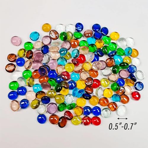 2LB Mini Glass Gems,Mixed Colour Mancala Stones Flat Bottom Marble Beads for Home Decorative Art Craft Vase Filler(0.5"~0.7") Approx. 340PCS - Image 3