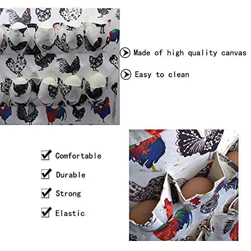 Longsen Egg Apron 2 Pack(Adult 12 Pockets + Child 3 Pockets), Gathering And Collecting Chicken Duck Goose Egg, Suitable For Housewife Farmhouse Kitchen Restaurant Parent-Child Activities, Rooster, Hen #TOP1