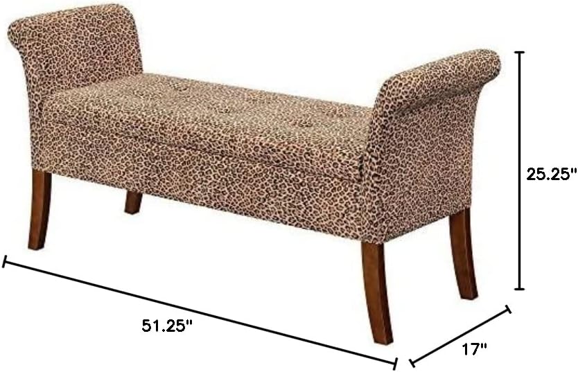 Convenience Concepts Designs4Comfort Garbo Storage Bench, Savanna Leopard Print : Home & Kitchen