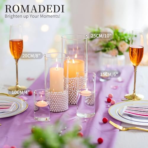 Romadedi Glass Hurricane Candle Holder: 6Pcs Pillar Cylinder Candle Holders Flower Vase for Pillar Floating Tea Light Candles for Wedding Party Table Centerpiece Decoration Living Room Home Decor - Image 4