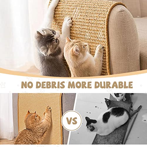 Image of Graciadeco Carpet Cat Scratching Mat Sisal, 2 Packs Sisal Fabric Large 23.6 inch x 15.7 inch Scratching Pad for Indoor Cats with Adhesive Hook Loop Tape, Cat Scratching Rug Wall Scratchers for Indoor