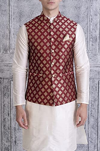 Image of Uri and MacKenzie Men's Silk Blend Kurta Pajama with Designer Ethnic Nehru Jacket /Modi Jacket