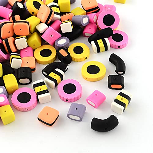 Beadthoven 20pcs Polymer Clay Beads, Handmade Geometric Fimo Soft Pot Beads for Jewelry Necklace Bracelet Making Hole: 1mm