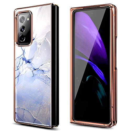 NZND Case for Samsung Galaxy Z Fold 2 5G (2020), Ultra Slim Thin Glossy Stylish Protective, Electroplated Bumper, Marble Design Phone Case Cover (Blue) NZND Case for Samsung Galaxy Z Fold 2 5G (2020), Ultra Slim Thin Glossy Stylish Protective, Electroplated Bumper, Marble Design Phone Case Cover (Blue)