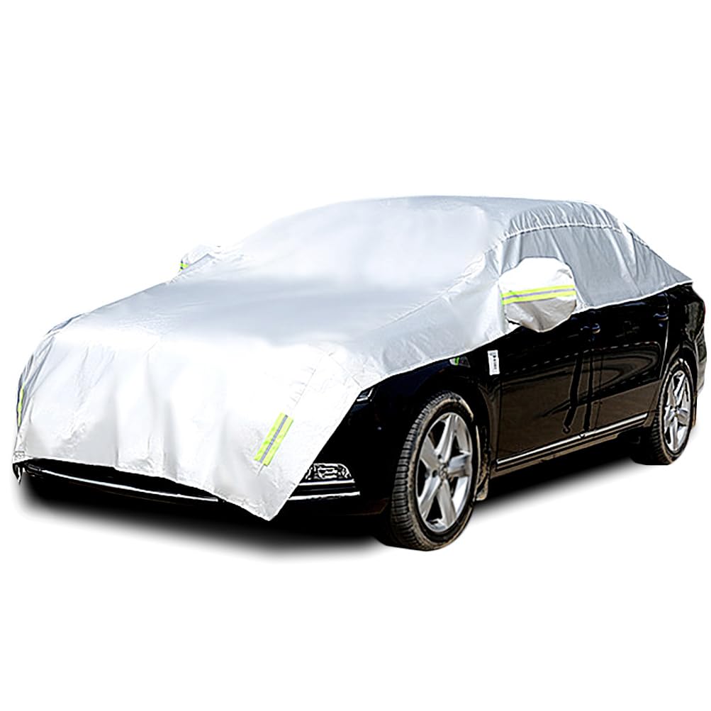 Halbgarage für Auto Windschutzscheibe Abdeckplane Winter Sommer Autoabdeckung wasserdicht Auto halbgarage Staubdicht Schneefest 210D Polyester Material mit Baumwolle (Limousine)