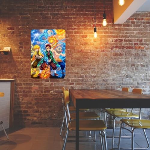 Image of Zesta Bathroom Decor Items Washroom Decor Tin Sign | Aesthetic Posters Wall Poster for Bedroom | Magnetic Cafe Decoration Items / Restaurant Decorations Items | Quirky Home Decor Bar Accent (Demon Slayer (3))