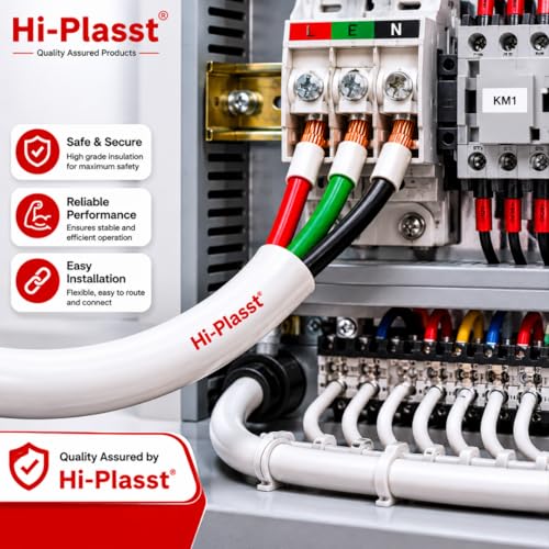 Image of Hi-Plasst 1 Metre 2.5 Sq.mm 3 Core Round Cable Wire | Flexible Copper Electrical Cable with PVC Insulation | Power Wire for AC, Geyser, Washing Machine, Water Pump & Home Wiring