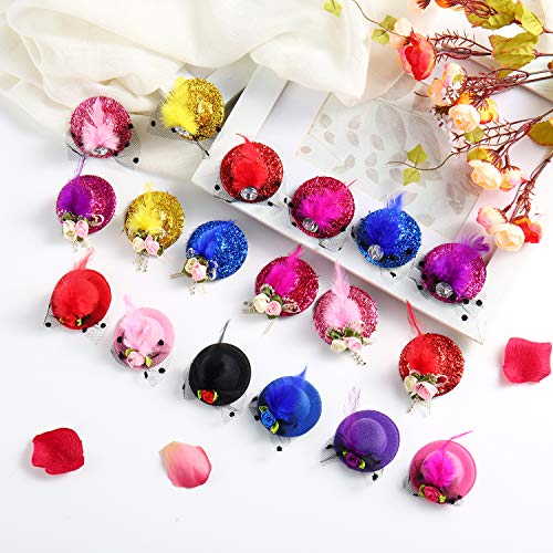 Trounistro 18 Pieces Mini Hat Hair Clip Mini Top Hat Fascinator Hats Clip Girl Hair Clip Hair Barrette Hair Hairpin For Kids #TOP3