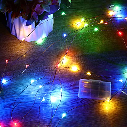 Ariceleo Mini luces de hadas que funcionan con pilas, 1 paquete de luces nocturnas de alambre de cobre, 3 luces LED de hadas estrelladas alimentadas por pilas AAA para dormitorio, Navidad, fiesta,