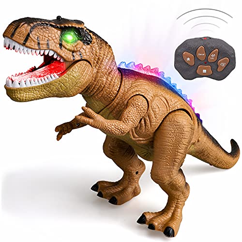 STEAM Life Remote Control Dinosaur Toys for Kids 3 4 5 6 7+ Light Up & Realistic Roaring Sound - T rex Dinosaur Toys - Electronic Walking Dinosaur Toys - Dinosaur Robot Toy for Kids Boys Girls (Brown)
