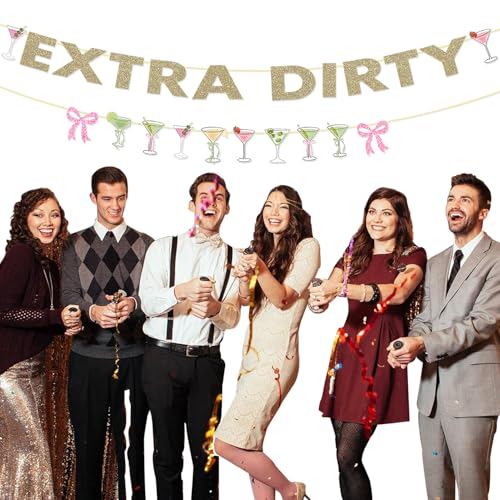 Martini Bow Party Decor,Extra Dirty Martini Gold Foil Banner — view 5