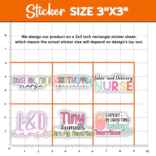 Image of MAIANEY | L&D Nurse Sticker Pack - 10PCS, 3x3 inch, Funny Labor and Delivery Nurse Stickers, Waterproof Vinyl Stickers, NICU, Midwife, RN, Occupation Stickers, Gift, Laptop Water Bottle Decor