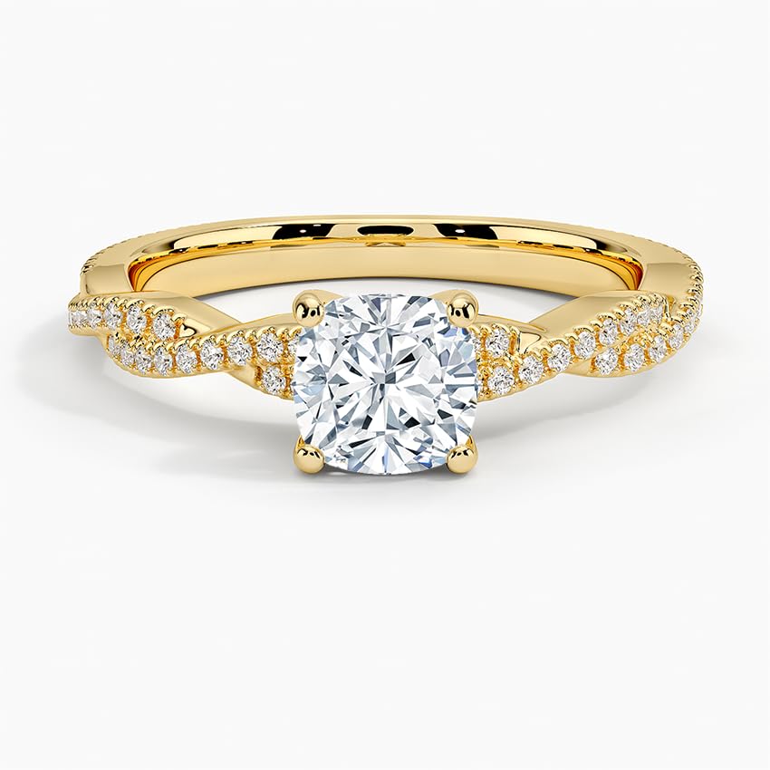 Moissanite Engagement Rings For Women 10K 14K 18K Solid Rose Gold & 925 Sterling Silver Petite Luxe Twisted Vine Engagement Ring Christmas Gift For Women (1 Carat, Cushion)3